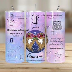 Gemini  Zodiac Astrology 20oz Skinny Tumbler - Gift Easter Mom Teen Tween