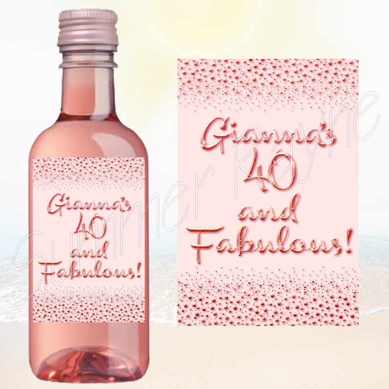 Rose Gold Confetti Birthday PartyMini Wine Labels 2x3 STILL Etsy