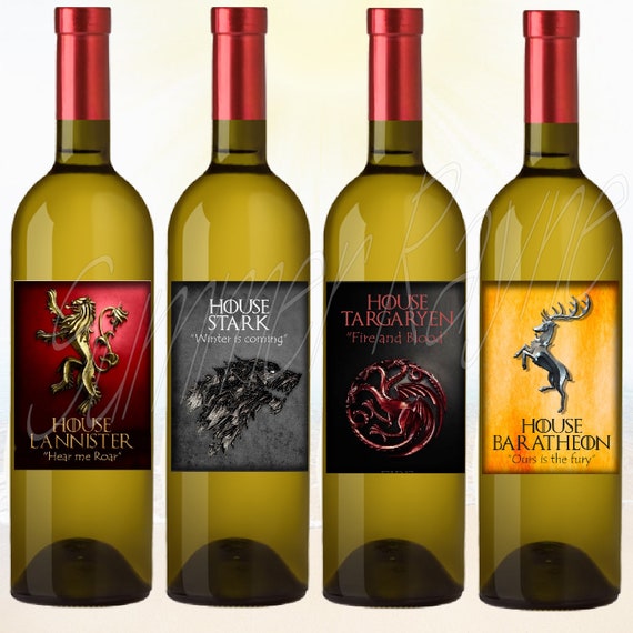 Games of Thrones GOT Wine Bottle Labels Set of 4 GOT Viewing | Etsy