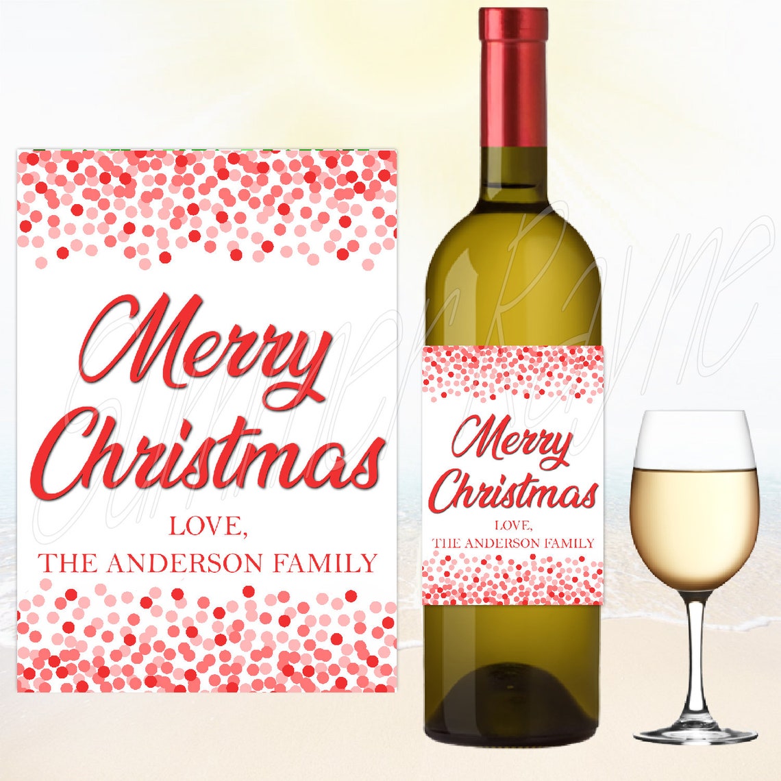 Joyeux Noël personnalisé étiquettes de bouteille de vin | Etsy