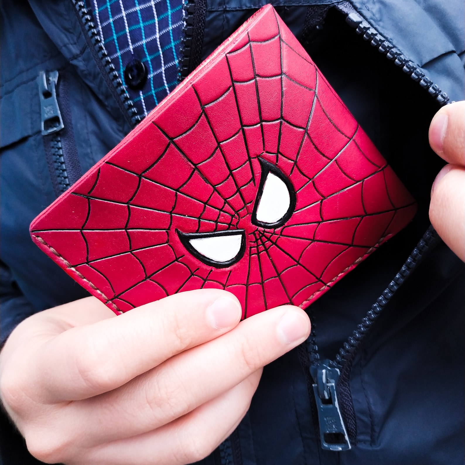 SPIDERMAN Wallet 100 Leather Wallet Custom Personalized Etsy