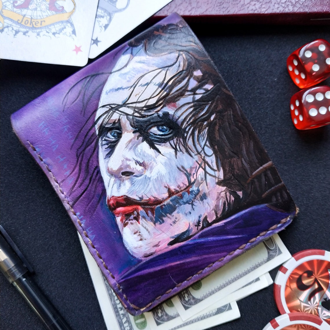 JOKER Heath Ledger Handcrafted Wallet Leather Wallet Etsy