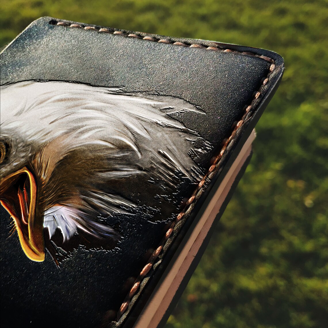 Eagle Embossing Handmade Wallet Mens Black Leather wallet Etsy