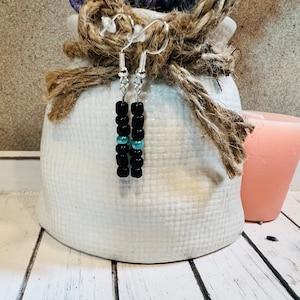 Minimalist Black Seed Bead Earrings