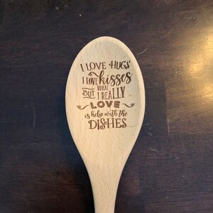 Wood Spoon - Hug & Kisses - Help with Dishes