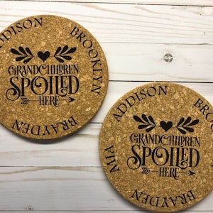 7&quot; Cork Trivet - Grandchildren Spoiled Here - Personalized