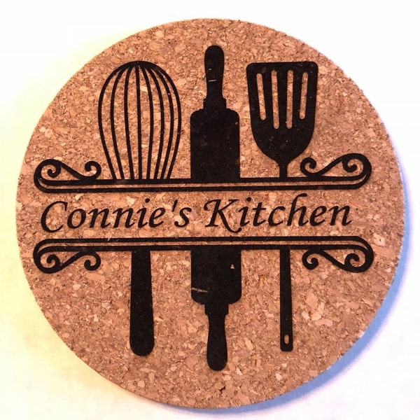 Personalized Cork Trivet - Available Size 7", 9", & 12"