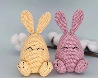Haakpatroon paashaasdecoratie, gehaakt amigurumi-paashaasei, eenvoudig lente-haakpatroon, eenvoudig amigurumi-konijn pdf-patroon