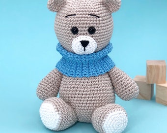 Patrón de osito de peluche a crochet, Patrón de osito de peluche clásico amigurumi a crochet, Juguete de animal para niños, Patrón PDF fácil para osito, Regalo para baby shower