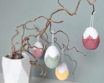 Easter Egg ornament crochet pattern, Crochet Egg pattern pdf, Twig tree ornaments, Modern Easter decoration, Rustic Easter crochet pattern