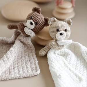 Security blanket crochet pattern, Easy amigurumi bear plush security blanket comforter, Crochet bear soft blankie for baby, DIY PDF Pattern