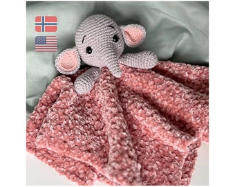 Security blanket crochet pattern, Elephant snuggler, Amigurumi elephant security blanket comforter, Plush  blankie for baby, PDF Pattern