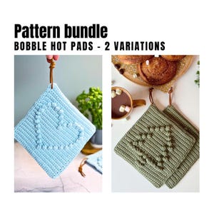 Hot pads crochet pattern, 2 variations, Easy crochet potholders, Christmas tree, Heart, Christmas gift, Beginner friendly pot holder pattern