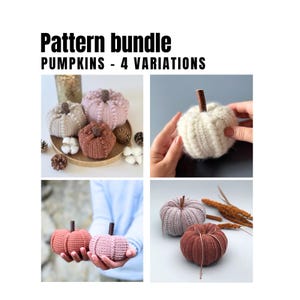 Paquete de 4 patrones de calabazas de crochet, decoración de Halloween, patrones de crochet para otoño, patrones de crochet en PDF para decoración de Acción de Gracias