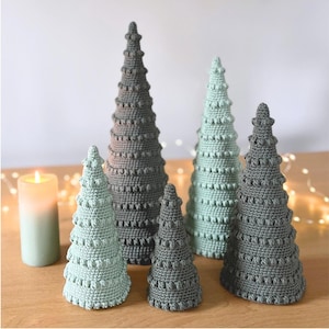 Bobble Christmas trees crochet pattern, Christmas tree with bobble rings. crochet pattern, Home decoration gift, Winter crochet patterns