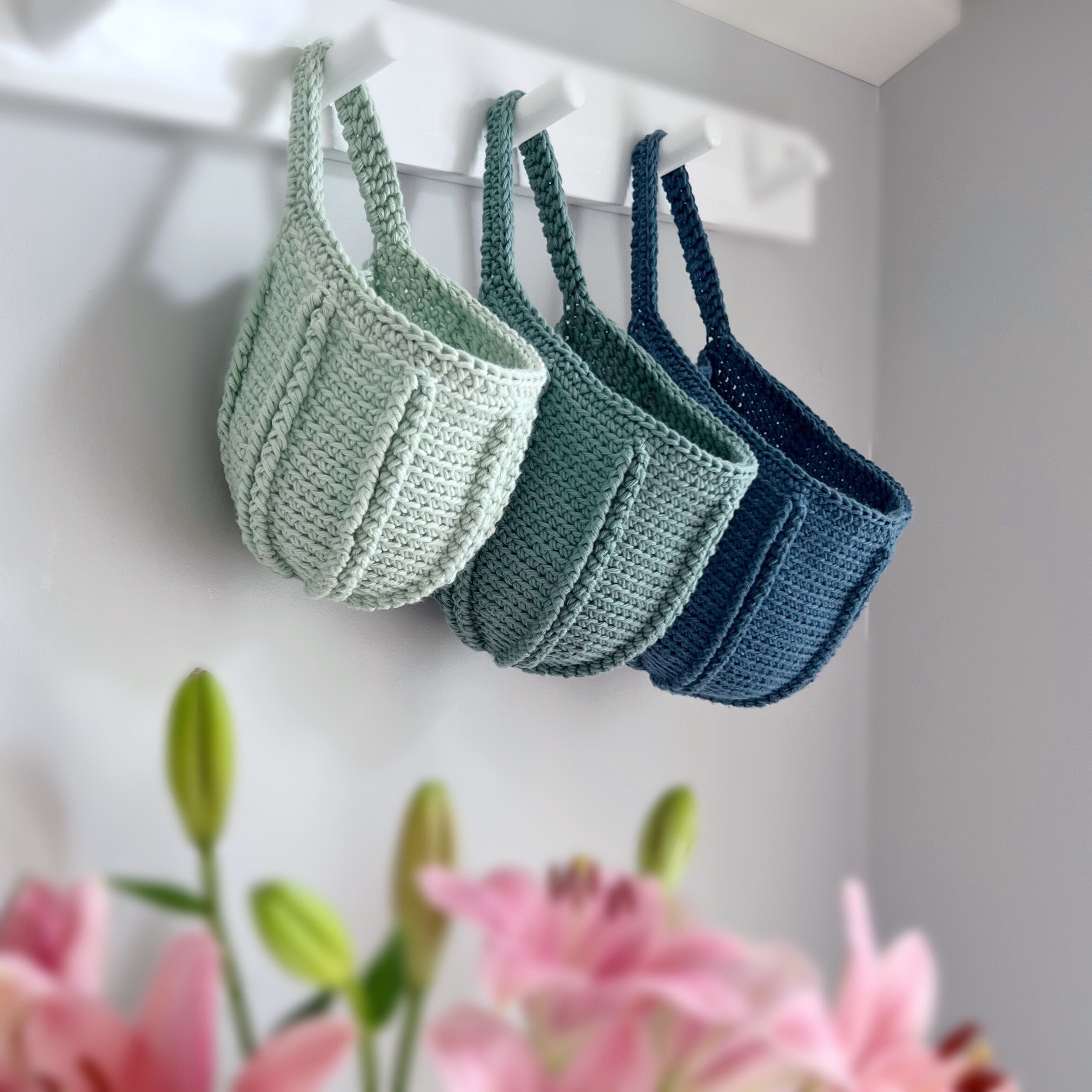 Crochet Hanging Basket Pattern, Teardrop Wall Basket, Hanging Storage ...