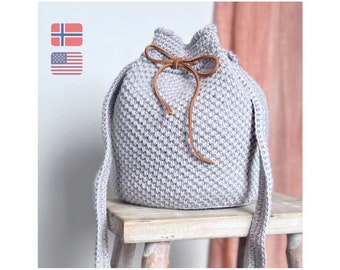 Drawstring bucket bag crochet pattern, Modern crossbody bag, Project bag patterns, Boho tote purse, crossbody bag easy crochet, PDF pattern