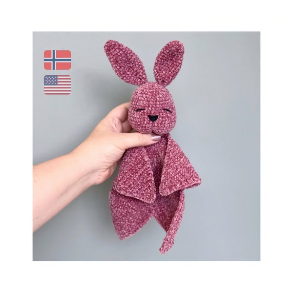 Plush bunny security blanket crochet pattern, Easy snuggler baby gift, Soft baby blankie comforter patterns, Rabbit blanket baby shower gift