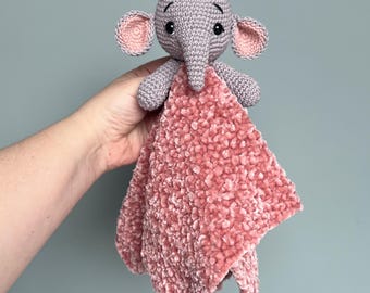 Security blanket crochet pattern, Elephant snuggler, Amigurumi elephant security blanket comforter, Plush  blankie for baby, PDF Pattern