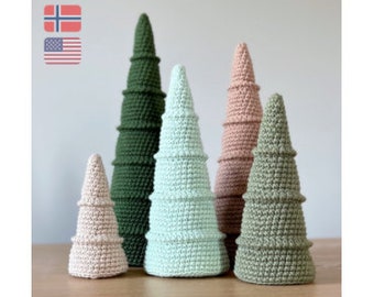 Christmas tree crochet pattern, Sugartop trees 5 sizes winter crochet pattern set, Home decoration holiday gift, Christmas decor PDF pattern