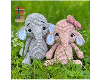 Amigurumi elephant toy crochet pattern baby shower gift, Crochet elephants newborn kids gift, Easy diy PDF elephant animal tutorial pattern