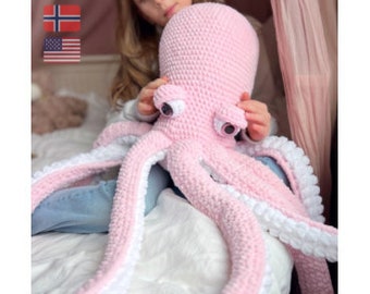 Octopus plush toy crochet pattern, Giant amigurumi octopus, Big plushy animal toy for babies, kids, children, Instant download PDF pattern