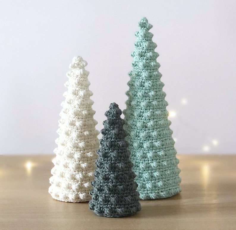 Pattern bundle 2 variations of Bobble Christmas trees, Home decor holiday gift, Winter crochet patterns, Diy Christmas trees decoration image 2