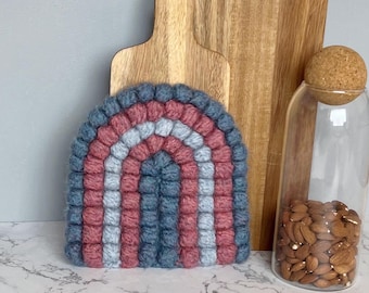 Crochet pattern trivet, Rainbow kitchen trivet, Modern crochet, Farmhouse crochet pattern for home, Crochet easy trivets, PDF pattern