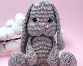 Bunny crochet pattern, Long ears bunny pattern, Nursery amigurumi rabbit Toys animals, Baby shower gift, Easy crochet pattern, PDF Pattern