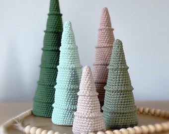Christmas tree crochet pattern, Easy trees 5 sizes winter crochet pattern set, Home decoration holiday gift, Christmas decor PDF pattern