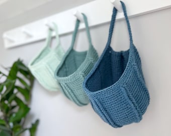 Hanging basket crochet pattern, 3 sizes, Hanging plant holder patterns, Modern home decor teardrop baskets, Kitchen storage diy, PDF pattern