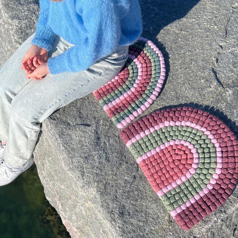 Seat cushion crochet pattern, Rainbow seating pad, Crochet kids seat mat, Easy chair seating rug patterns gift, Rainbow crochet pattern pdf image 2