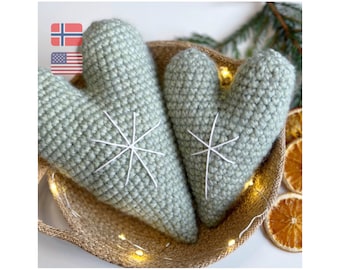 Hearts decor crochet pattern, Modern amigurumi hanging heart, Easy diy heart ornament, Farmhouse heart decoration, Heart crochet pattern pdf