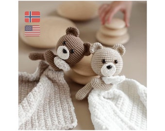 Security blanket crochet pattern, Easy amigurumi bear plush security blanket comforter, Crochet bear soft blankie for baby, DIY PDF Pattern