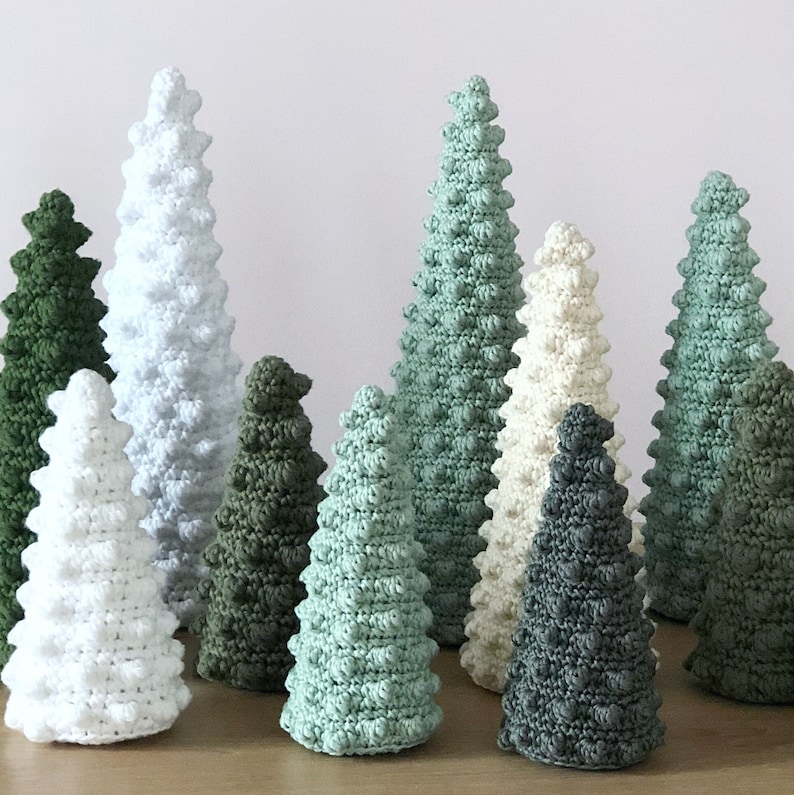 Pattern bundle 2 variations of Bobble Christmas trees, Home decor holiday gift, Winter crochet patterns, Diy Christmas trees decoration image 5