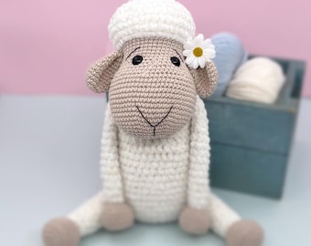 Plush sheep crochet pattern, Crochet lamb pattern, Easy beginner friendly crochet amigurumi sheep pattern for baby, Plushie animal soft toy