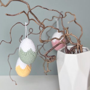 Modello all'uncinetto con ornamento per uova di Pasqua, modello di uova all'uncinetto pdf, ornamenti per alberi di ramoscello, decorazione pasquale moderna, motivo rustico all'uncinetto di Pasqua immagine 4