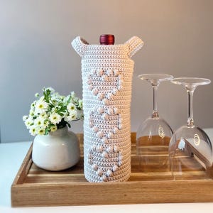 Wine cozy crochet pattern, Heart wine bag, Easy crochet water bottle bag, Wine cover patterns, Bottle tote bag, Easy Christmas gift pattern