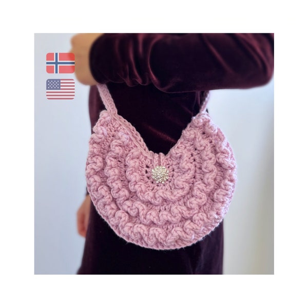 Princess bag crochet pattern, Mini toddler purse, Girly girls purse patterns, Crochet easy crossbody bag, Easy pink bag, PDF crochet pattern
