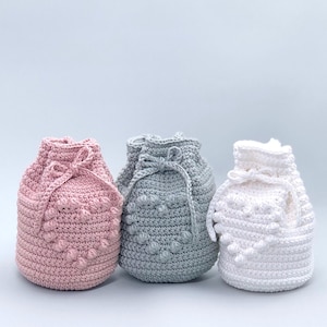 Häkelmuster für Geschenkbeutel, Kordelzugbeutel Häkelmuster, Kleines Herzbeutel Muster, süße Mini-Geschenktasche, PDF Häkelanleitung
