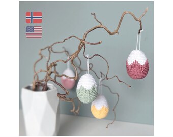 Easter Egg ornament crochet pattern, Crochet Egg pattern pdf, Twig tree ornaments, Modern Easter decoration, Rustic Easter crochet pattern