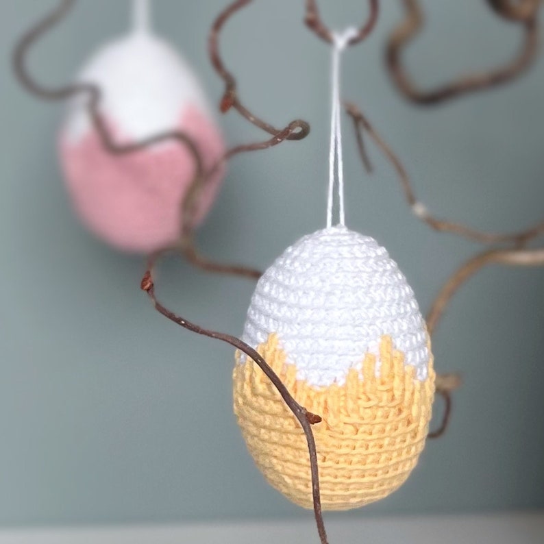 Easter Egg ornament crochet pattern, Crochet Egg pattern pdf, Twig tree ornaments, Modern Easter decoration, Rustic Easter crochet pattern image 9