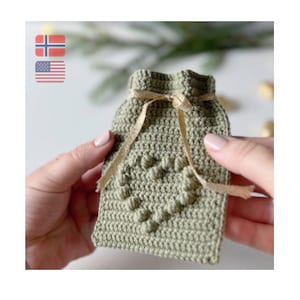 Crochet gift card holder pattern, Christmas drawstring heart gift bag, Crochet cutlery holder, Easy crochet pattern mini pouch, PDF pattern