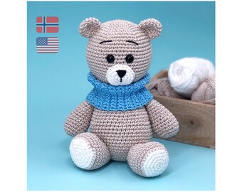 Classic teddy bear crochet pattern, Amigurumi crochet teddy bear toy pattern, Kids animal toy, Easy PDF pattern for bear, Baby shower gift