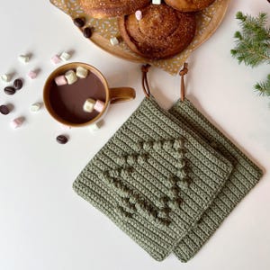 Crochet Christmas tree hot pads pattern, Pot holders easy crochet pattern, Rustic trivet pattern, Kitchen Christmas gift, PDF download