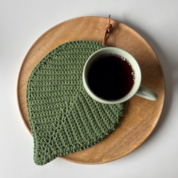 Crochet Fall hot pads pattern, Leaf pot holders easy crochet pattern, Rustic kitchen trivet pattern, Kitchen modern gift, PDF download