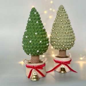 Bobble Christmas tree crochet pattern, Christmas tree in basket amigurumi, Home decoration gift, Holiday crochet patterns, PDF download