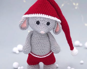 Christmas mouse amigurumi pattern, Crochet Christmas mouse pattern, Crochet Christmas gift, Crochet mouse toy pdf pattern, Holiday diy decor