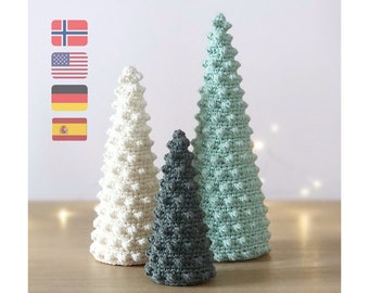 Bobble Christmas trees crochet pattern - THE ORIGINAL, Christmas tree crochet pattern 3 sizes, Home decoration gift, Winter crochet patterns