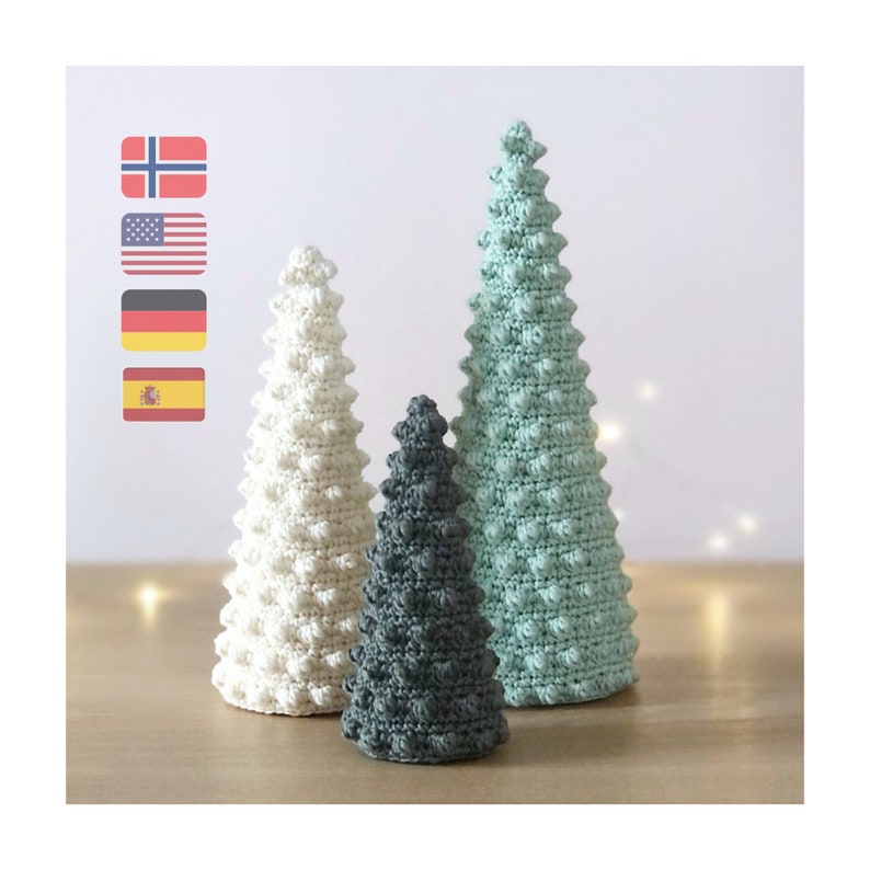 Bobble Christmas trees crochet pattern THE ORIGINAL, Christmas tree crochet pattern 3 sizes, Home decoration gift, Winter crochet patterns image 1